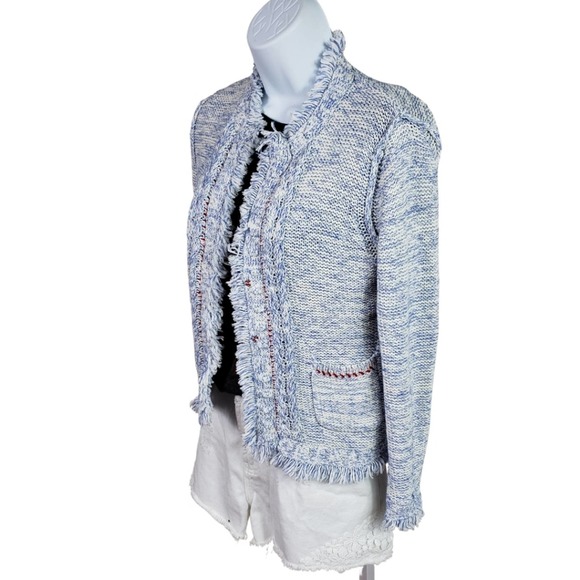 Anthropologie Blue and White Textured Blazer - Picture 3 of 7